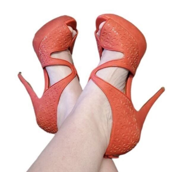 Elle Heels Pumps Stilettos Shoes PLATFORM Peep Toe Women's WOMAN'S Size 6 M - Picture 3 of 16